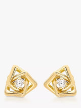 John Lewis IBB 9ct Yellow Gold Cubic Zirconia Triple Square Stud Earrings- Buy online at McGrocer