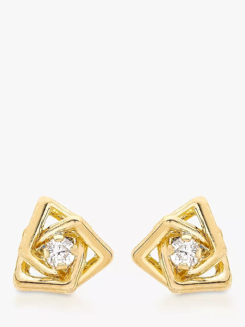 IBB yellow gold cubic zirconia stud earrings (British brand)