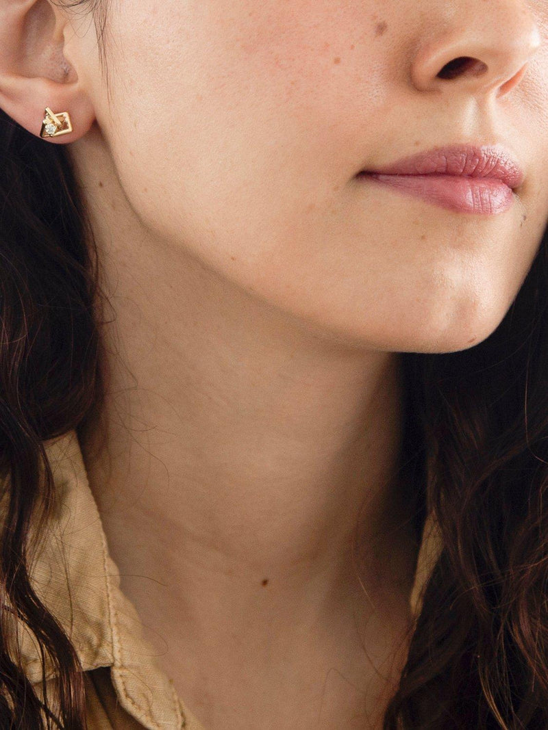IBB yellow gold cubic zirconia stud earrings (British brand)