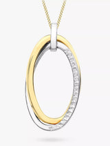 John Lewis IBB 9ct Two Colour Gold Twined Oval Pendant Necklace, Gold/White Gold- Buy online at McGrocer