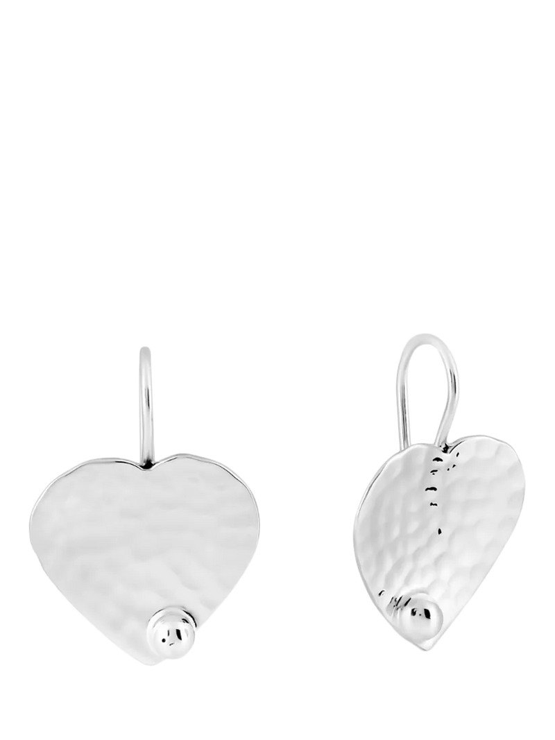 Andea sterling silver textured heart drop earrings, imported from the UK