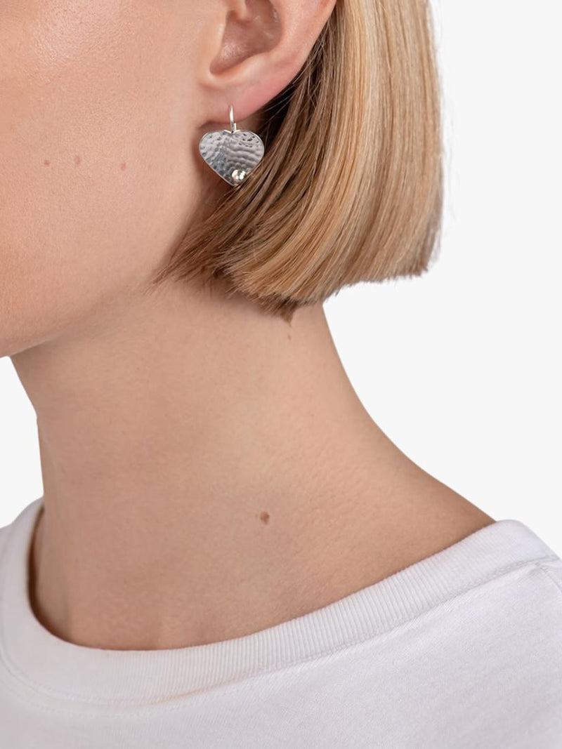 Andea sterling silver textured heart drop earrings, imported from the UK