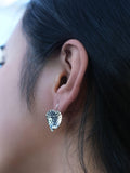 Andea sterling silver textured heart drop earrings, imported from the UK