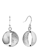 John Lewis Andea Sterling Silver Round Smooth and Textured Drop Earrings, Silver, 3cm Drop- Buy online at McGrocer