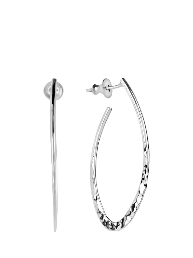 Andea silver long oval stud earrings 5cm, UK version