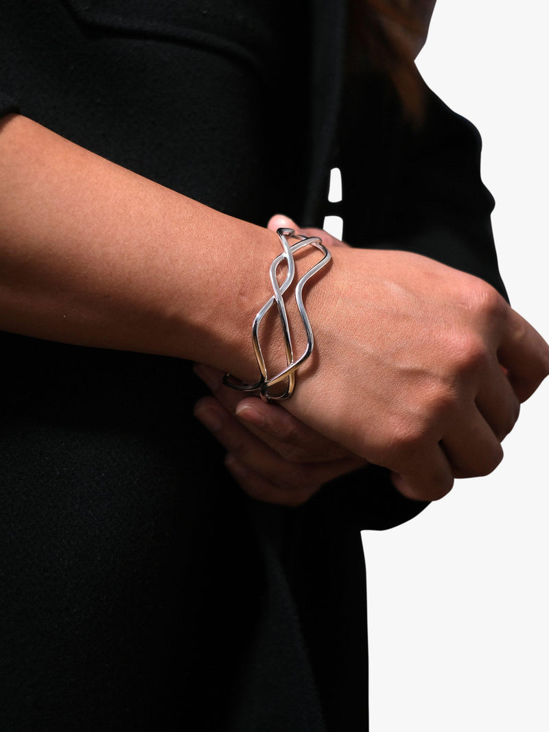 Andea sterling silver woven wire cuff bracelet (British brand)