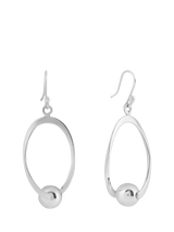 John Lewis Andea Sterling Silver Oval and Ball Drop Earrings, 5cm- Buy online at McGrocer