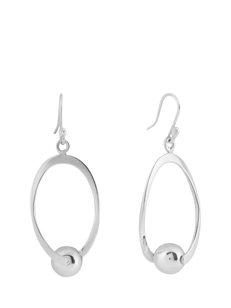 Andea drop earrings oval and ball design 5cm (British brand)