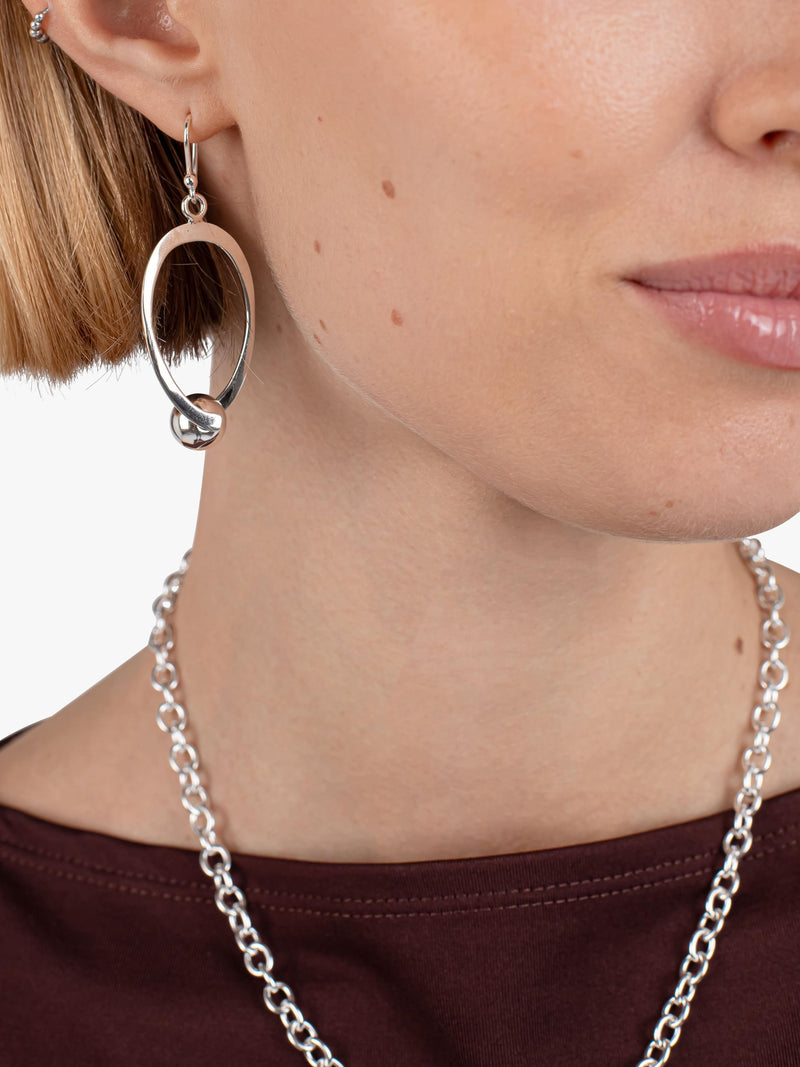 Andea drop earrings oval and ball design 5cm (British brand)