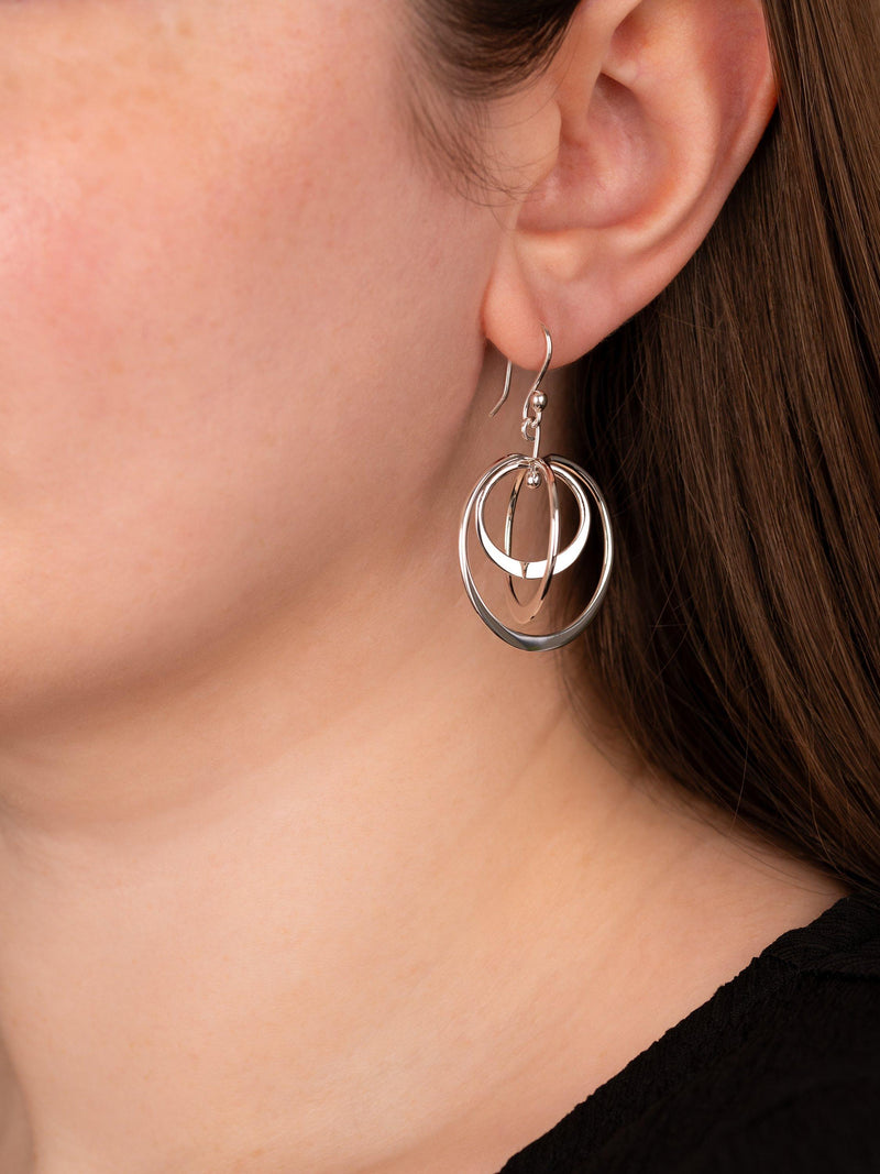 Andea sterling silver spinning hoop drop earrings (British brand)