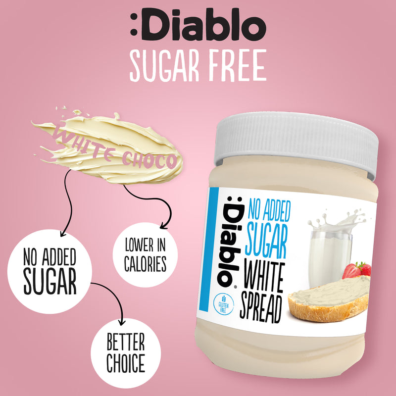 Diablo no added sugar white chocolate spread 350g (British brand)