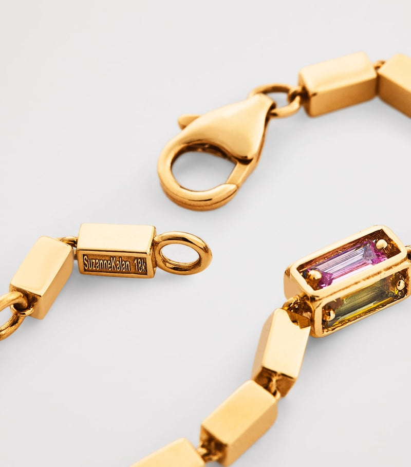 Suzanne Kalan block chain bracelet with pastel sapphires, imported from the UK