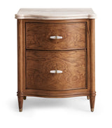 Harrods Soho Home Valerie Bedside Table with Olive Ash Burl and Marble Top - H63 x W53 x D45 cm- Buy online at McGrocer
