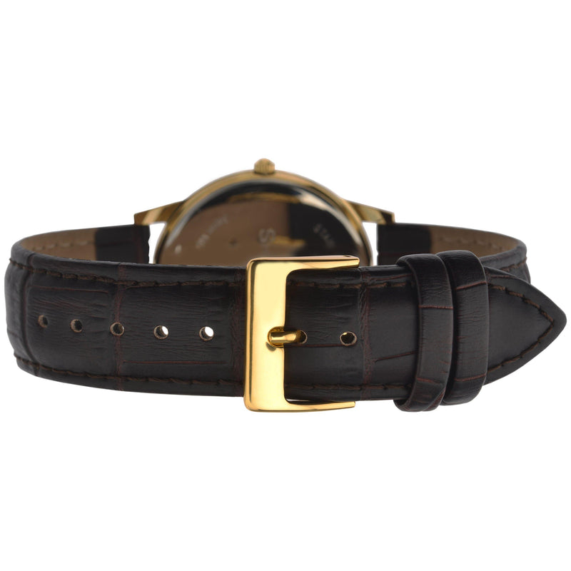 Sekonda men's date dial leather strap watch - British product