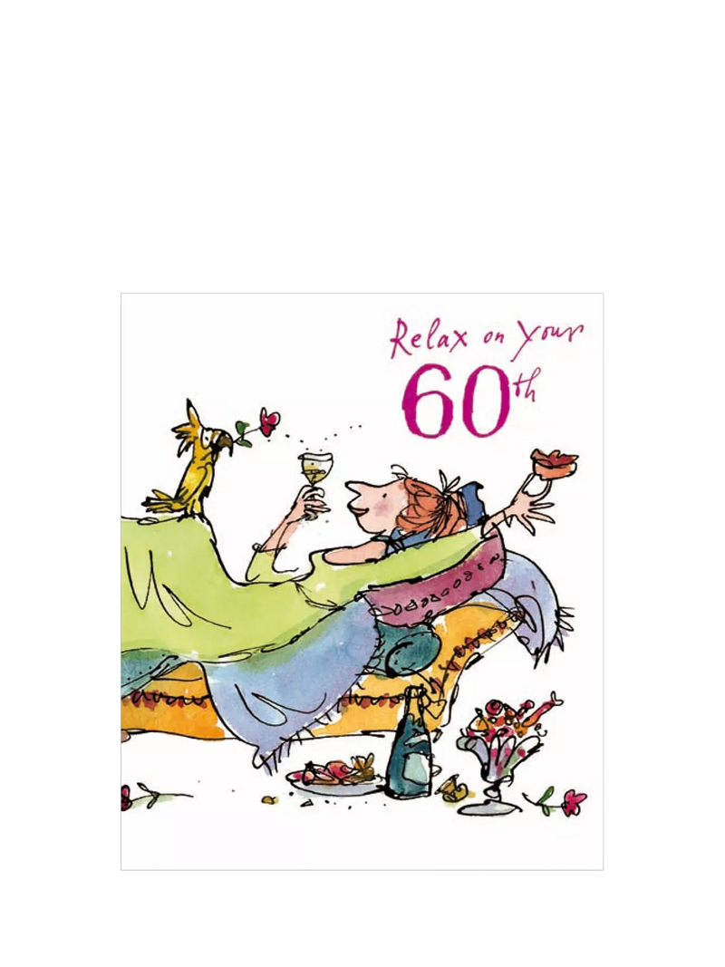 Woodmansterne relaxing lady 60th birthday card, UK version