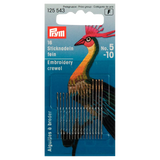 Prym embroidery needles pack of 16 sizes 5-10, imported from the UK