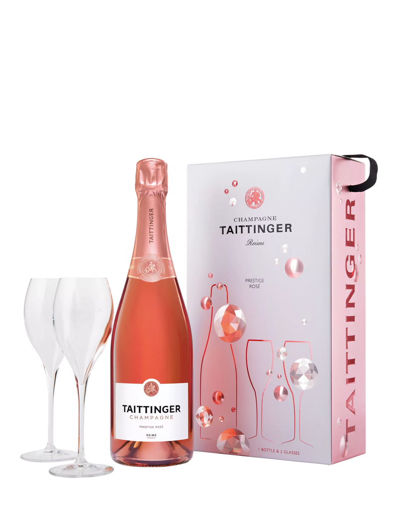 Taittinger Rosé Wine and 2 Glasses Gift Set 75cl (British brand)