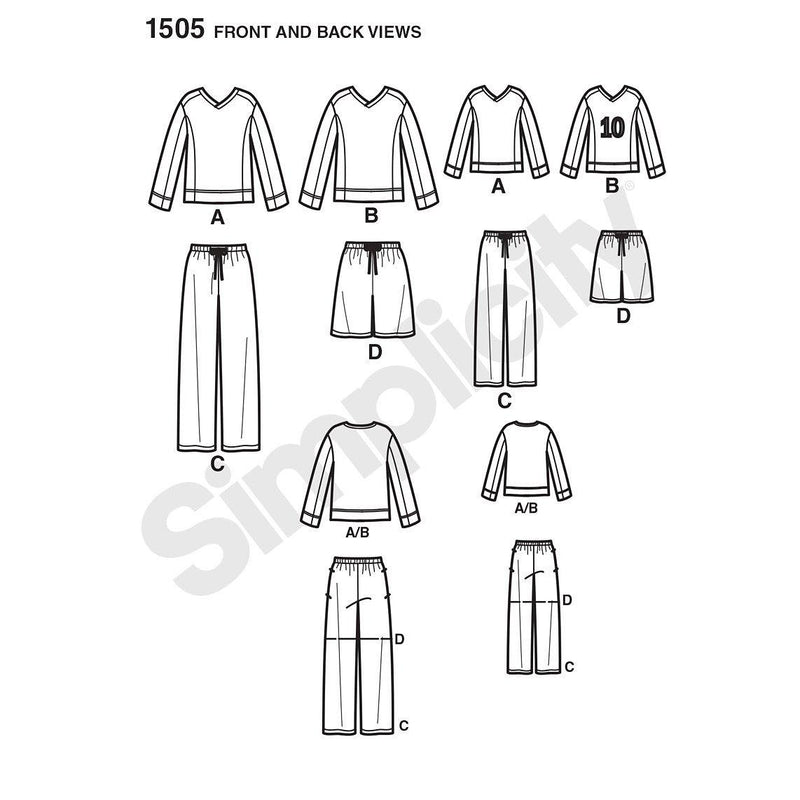 Simplicity loungewear sewing pattern for men and boys, UK version