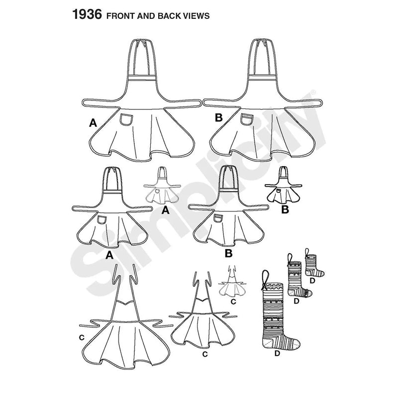 Simplicity vintage sewing pattern from 1936 for aprons and stockings (British brand)
