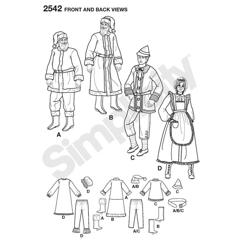 Simplicity Christmas costume sewing pattern 2542 - British product