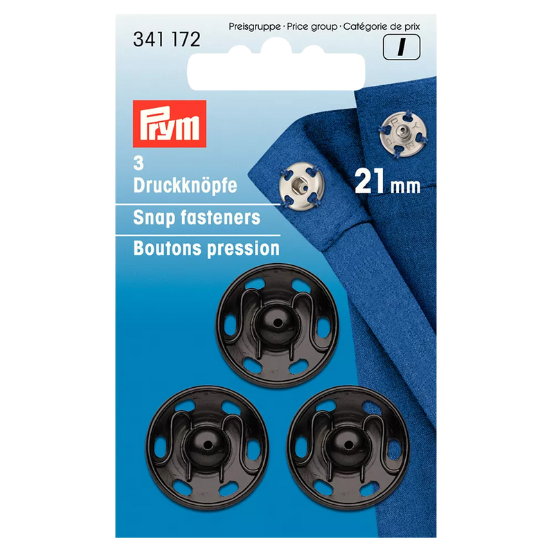 Prym sew on snap fasteners 21mm pack of 3 - British product