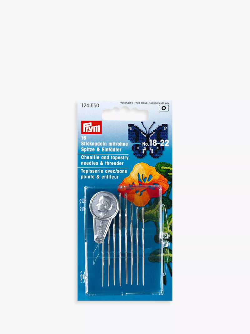 Prym tapestry chenille needles 16-pack with threader (British brand)