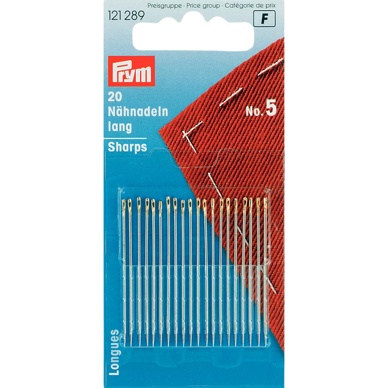 Prym hand sewing needles size 5 pack of 20, imported from the UK