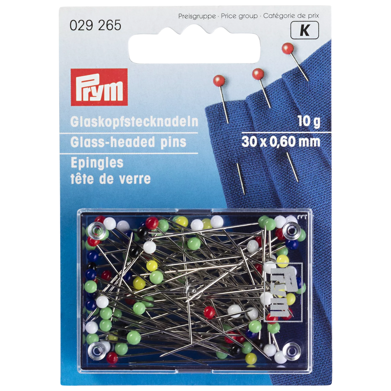 Prym glass headed pins assorted 10g - British product