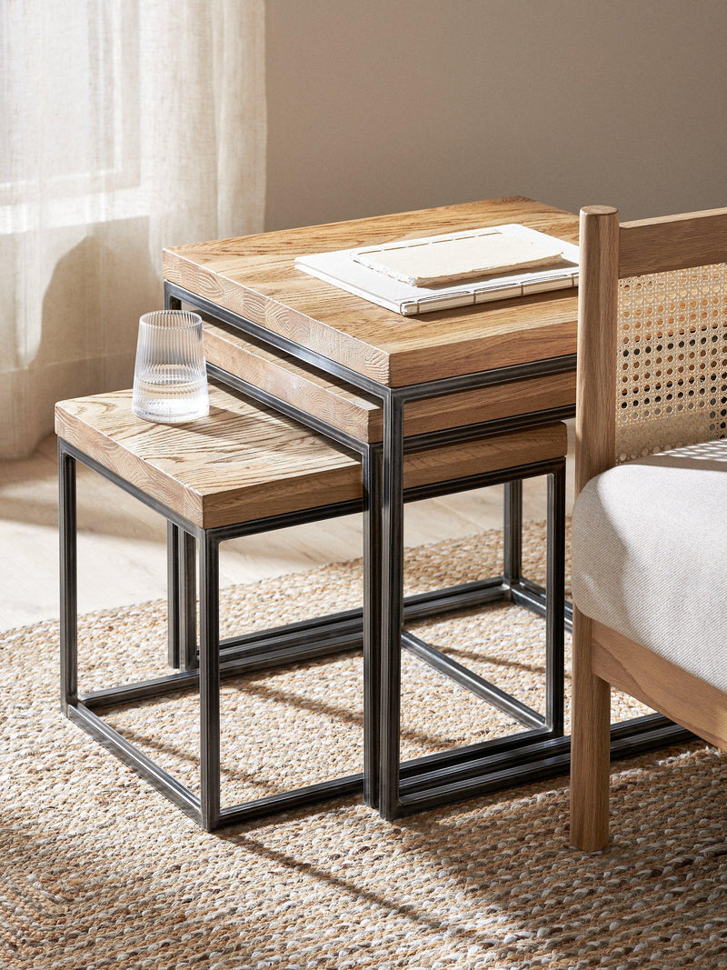John Lewis Calia solid oak nesting tables - British product