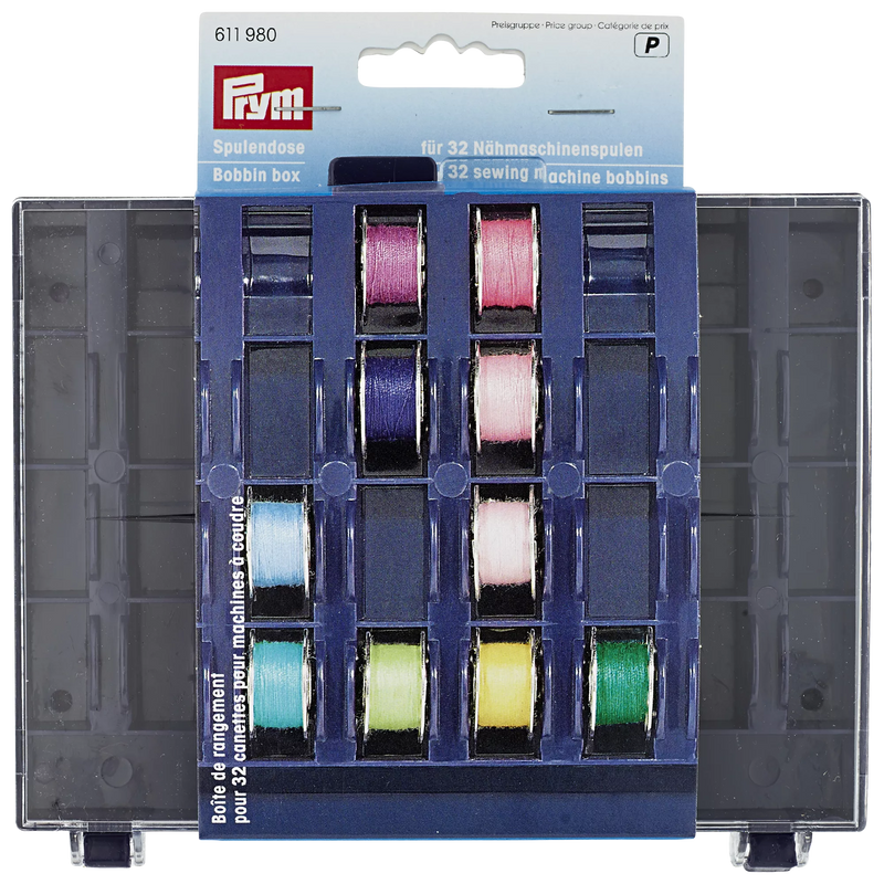 Prym bobbin box plastic storage for 32 bobbins, UK version