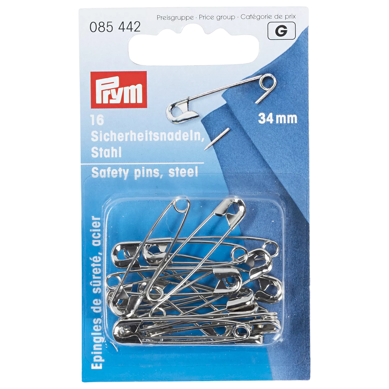 Prym safety pins 34mm, imported from the UK