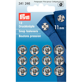 Prym silver snap fasteners 11mm, imported from the UK