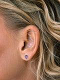Nina B sterling silver heart stud earrings amethyst (British brand)