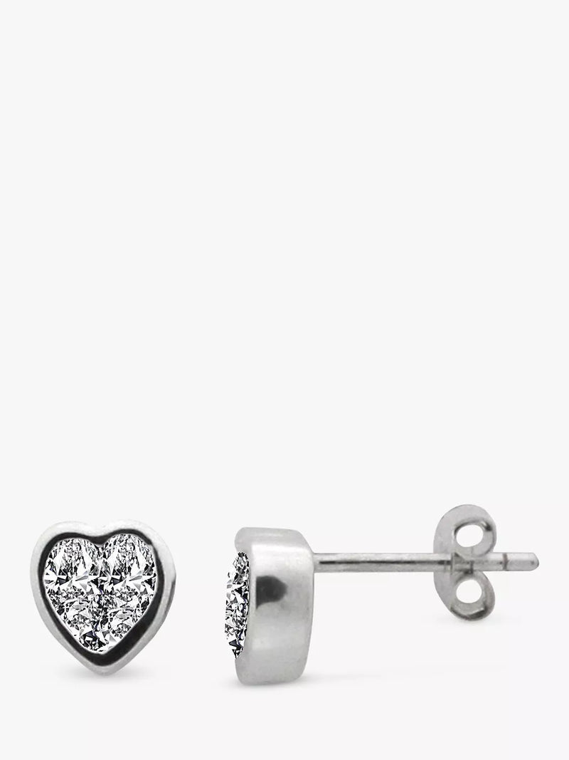 Nina B Sterling Silver Amethyst Heart Stud Earrings