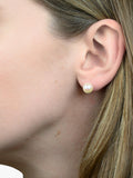 E.W Adams cultured pearl stud earrings 18ct yellow gold, imported from the UK
