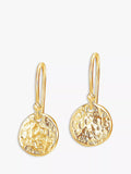 Dower & Hall 18ct gold vermeil disc drop earrings - British product