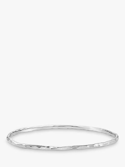 John Lewis Dower & Hall 3mm Hammered Bangle Silver- Buy online at McGrocer