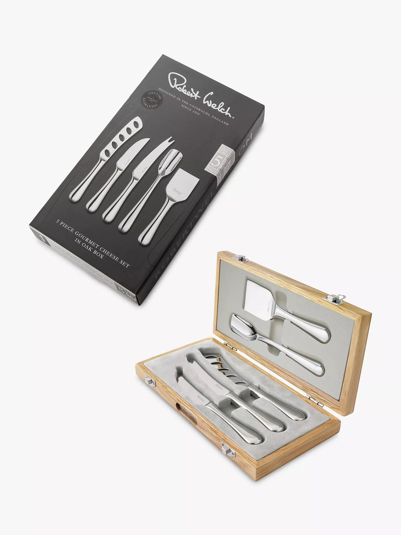 Robert Welch cheese knife set 5 piece oak gift box - British product