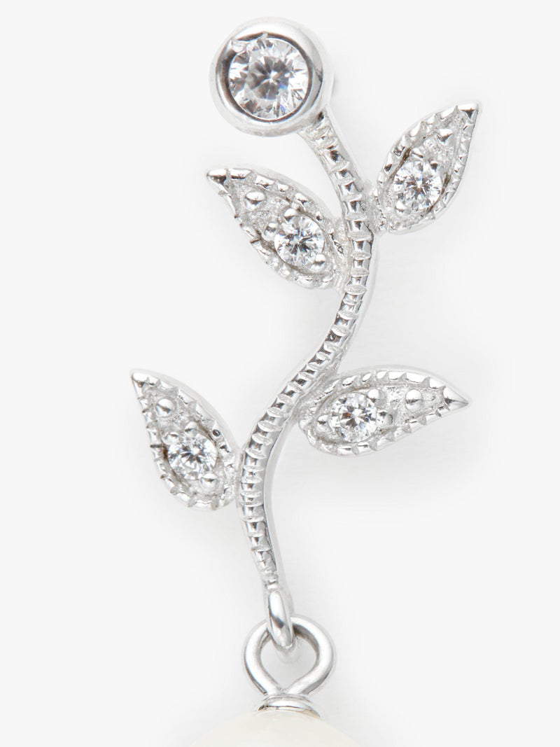 Lido silver leaf drop earrings with freshwater pearls (British brand)