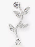 Lido silver leaf drop earrings with freshwater pearls (British brand)