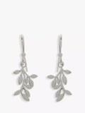 Nina B leaves drop earrings sterling silver 2.5cm, imported from the UK