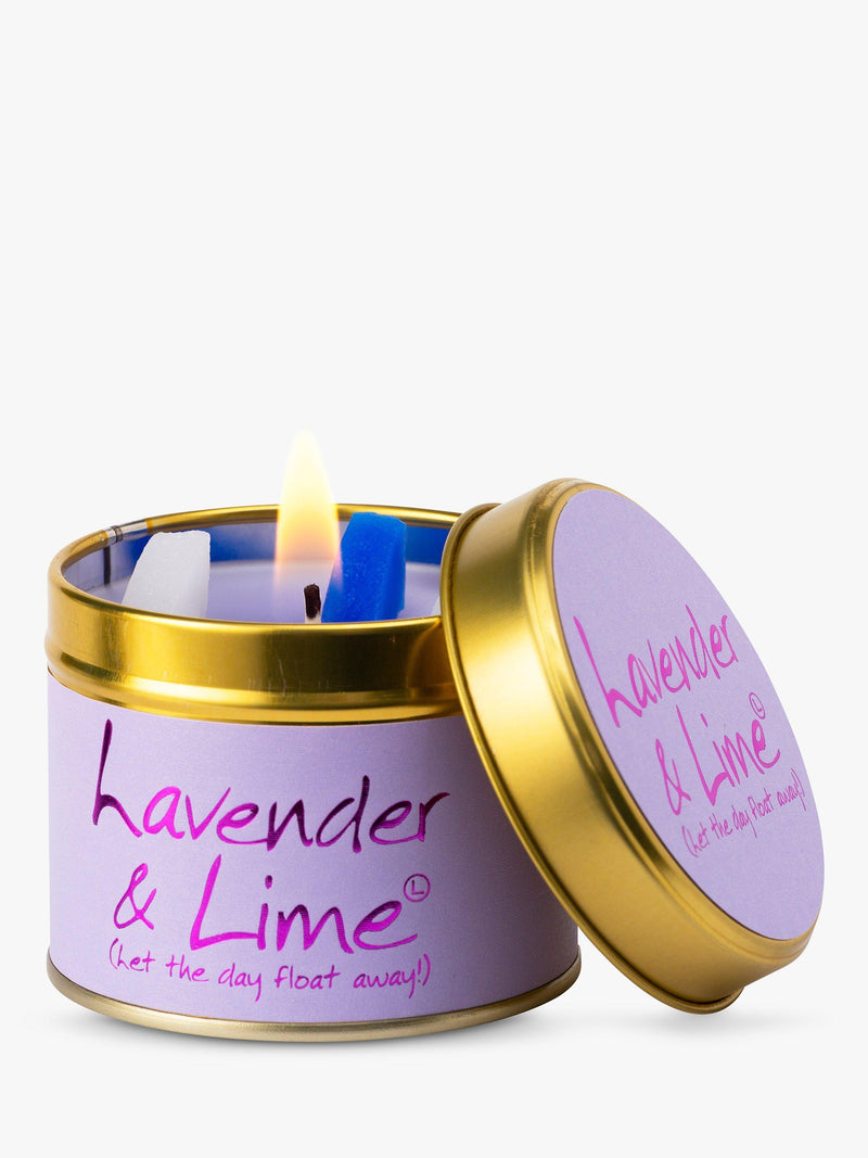 Lily-flame lavender & lime scented tin candle 230g, UK version