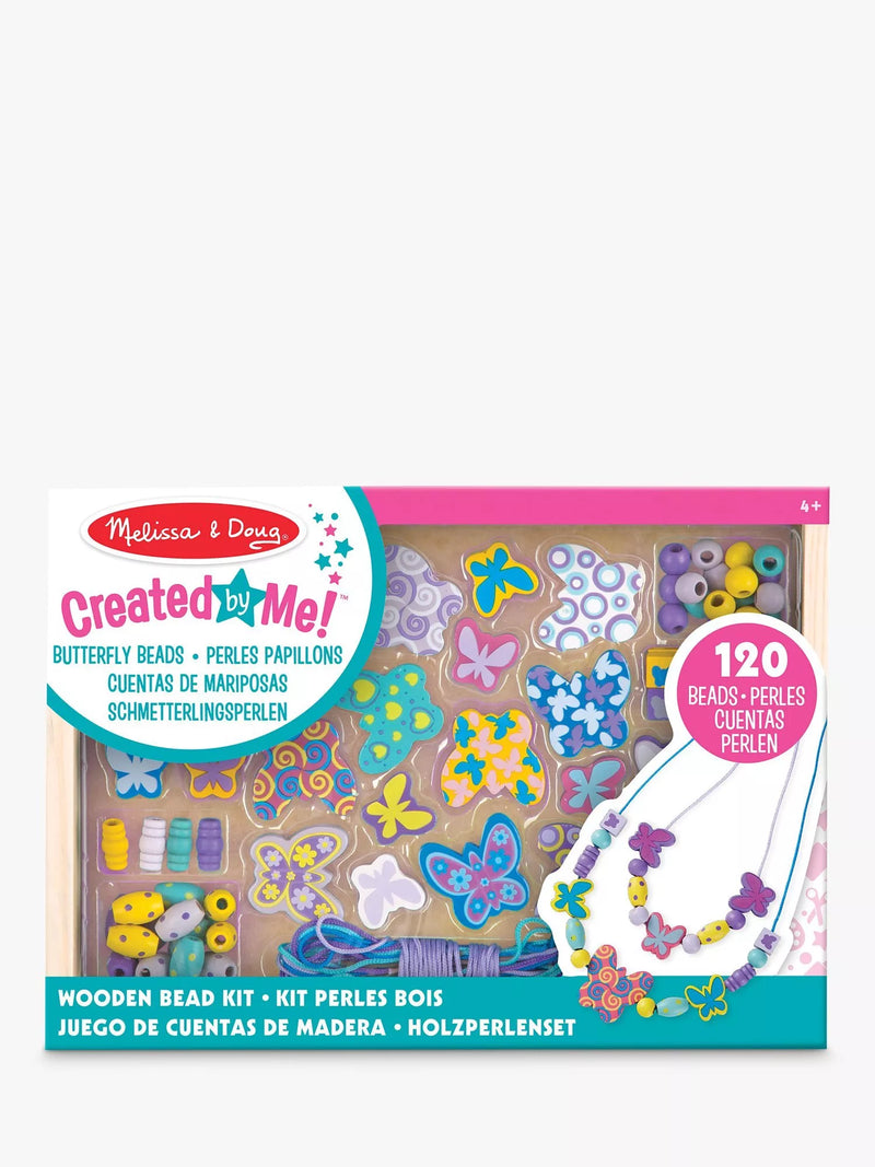 Melissa Doug butterfly friends bead set imported from the UK, 120+ wooden jewelry crafting accessories