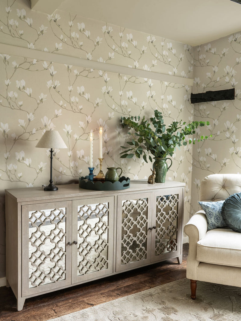 Laura Ashley wallpaper Natural Magnolia Grove 10m, imported from the UK
