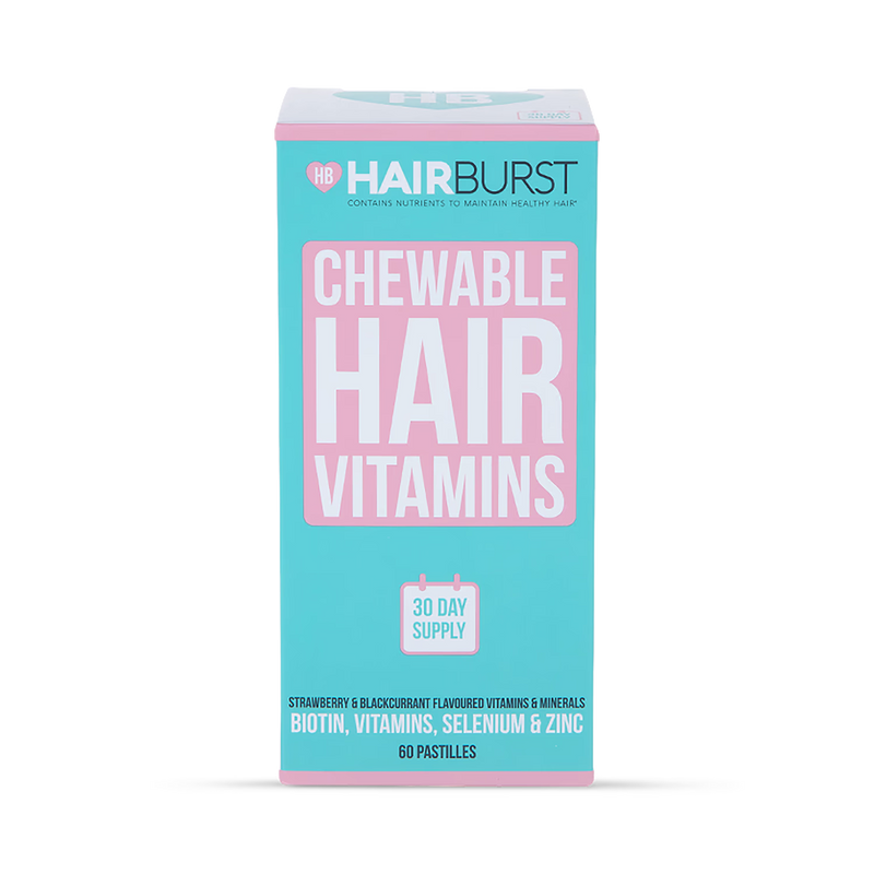 Hairburst Chewable Hair Vitamins Strawberry Blackcurrant 60 Pastilles, UK version