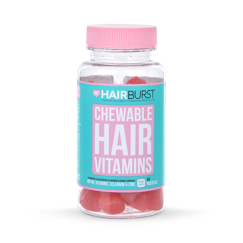 Hairburst Chewable Hair Vitamins Strawberry Blackcurrant 60 Pastilles, UK version