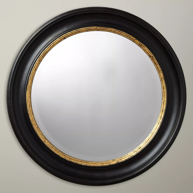 John Lewis Georgian round wood wall mirror 68cm black and gold, UK version