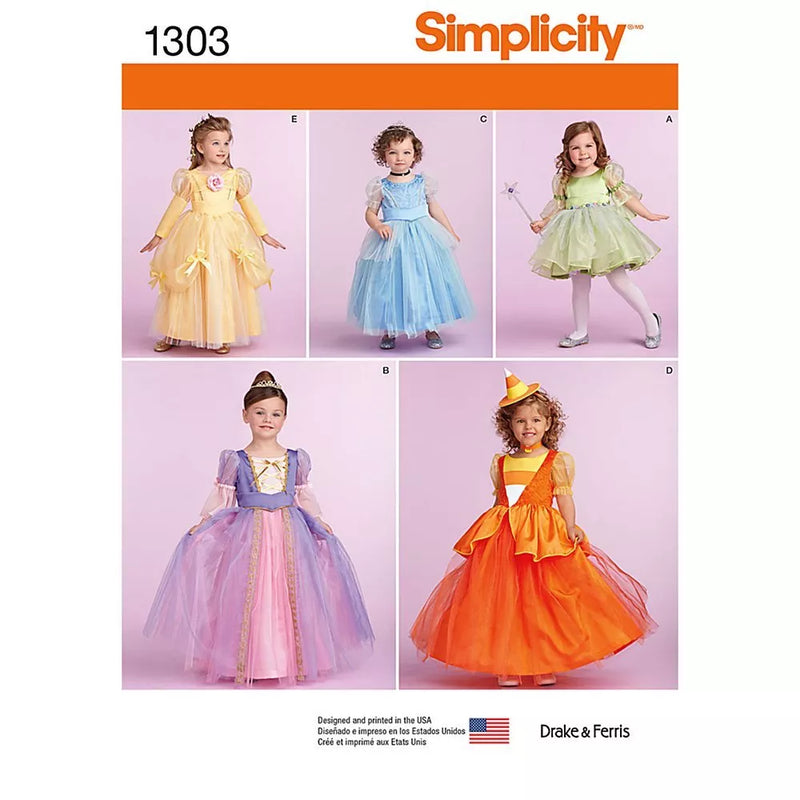 Simplicity children's costume sewing patterns 1303, imported from the UK