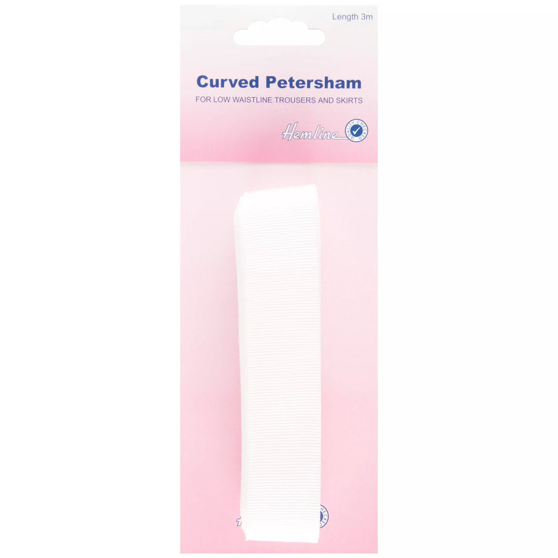 Hemline curved petersham white 25mm, UK version
