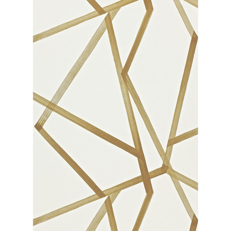 Harlequin Sumi geometric patterned wallpaper in ivory and mustard, UK version